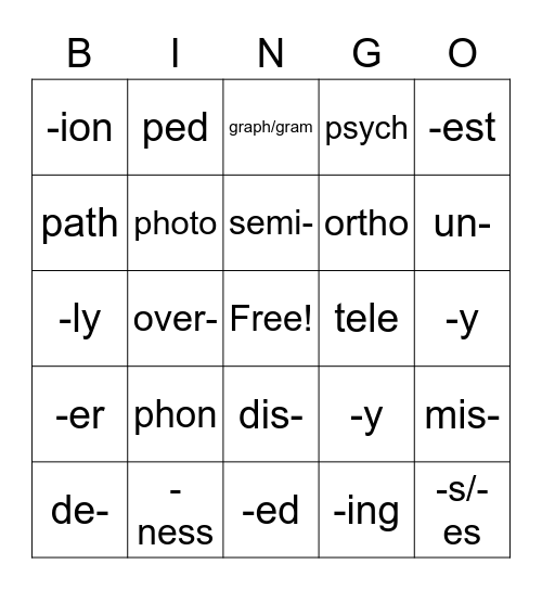 OG Level 2-3 Bingo Card