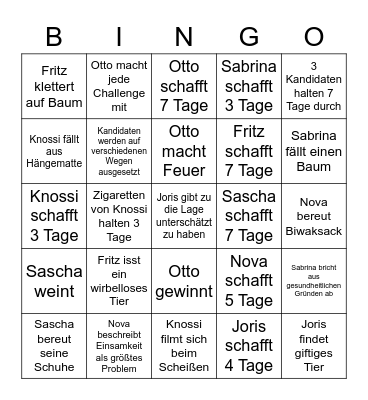 7 vs. Wild Lau Bingo Card