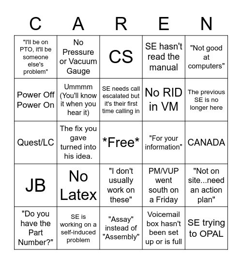 TC Bingo Card