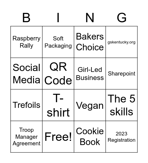 Cookie BINGO Card