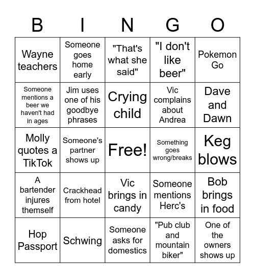 Friday Bingo Card