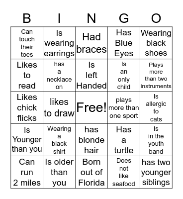 Get to know you! Crossover Bingo Card