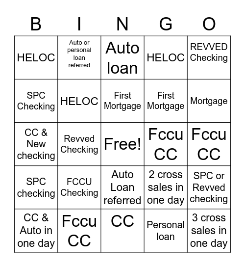 FCCU Bingo Card
