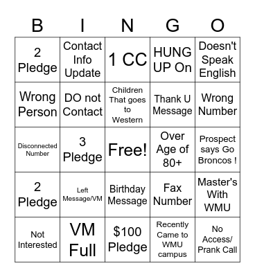 FRIDAY Bingo Card