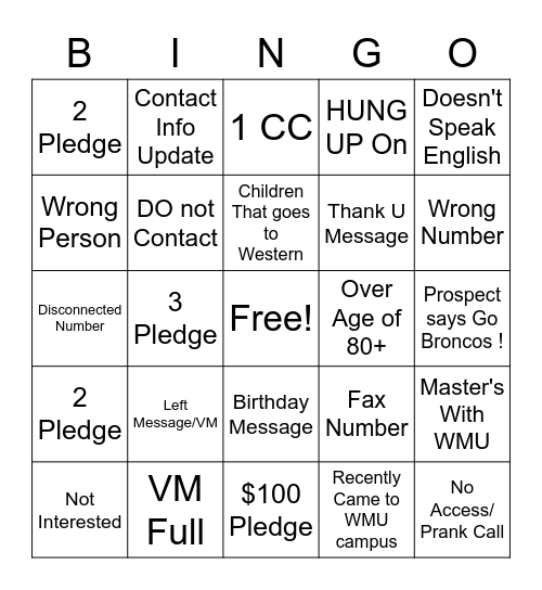 FRIDAY Bingo Card