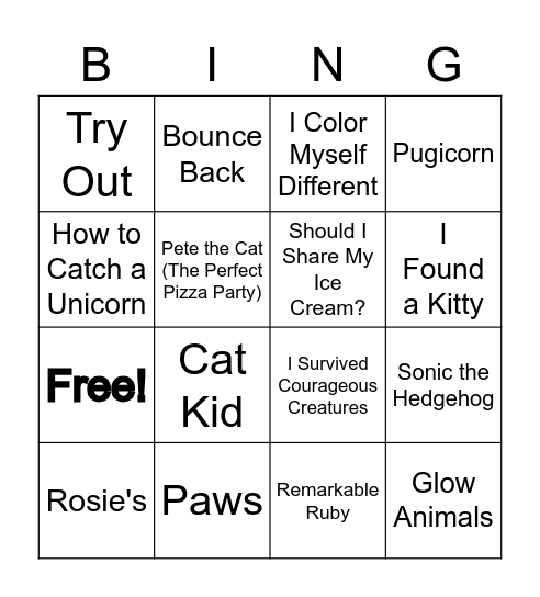 UACS Bookfair Bingo Card