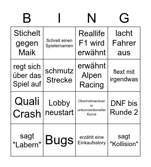 Kenny's Bullshit Bingo Card