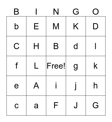 Alphabet Bingo Card