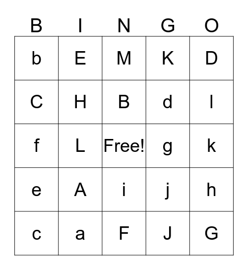 Alphabet Bingo Card