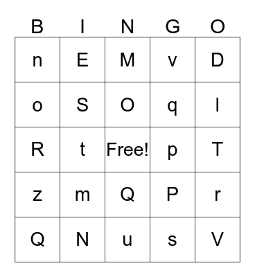 Alphabet Bingo Card