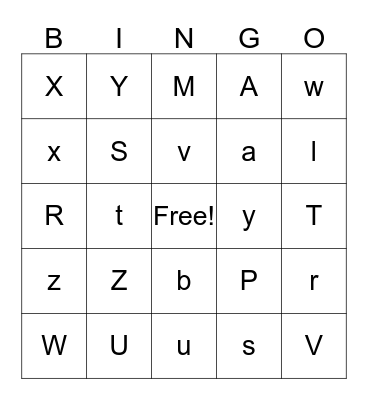 Alphabet Bingo Card