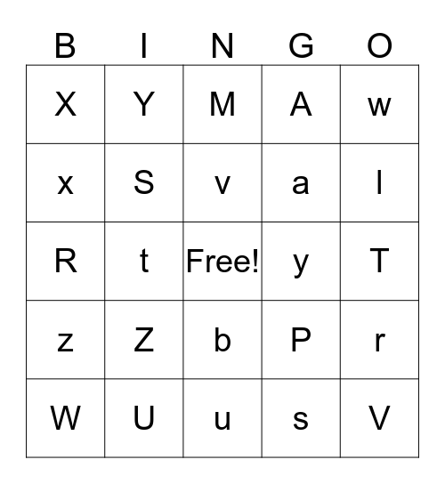 Alphabet Bingo Card