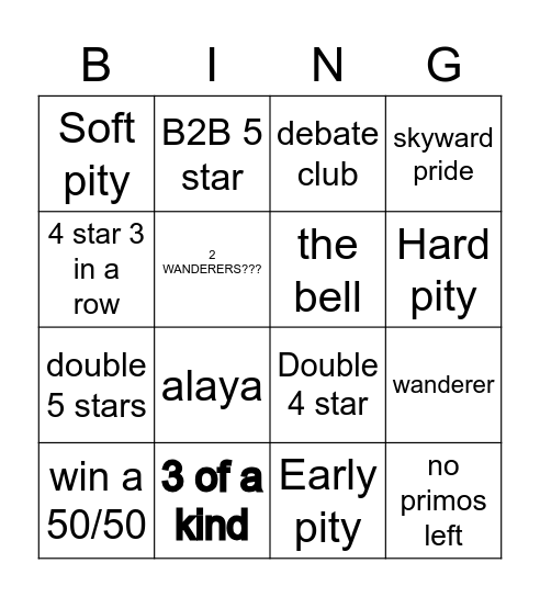 scara pulling! Bingo Card