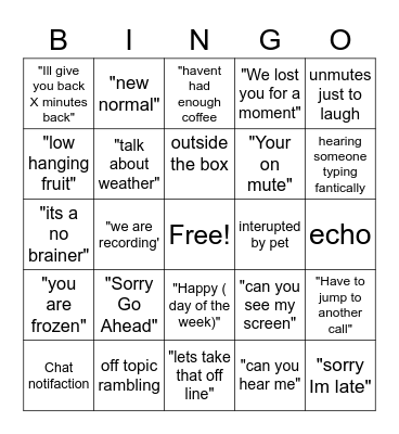 Remote Work BINGO Card