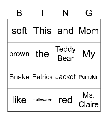 Patrick's Practice Bingo Card