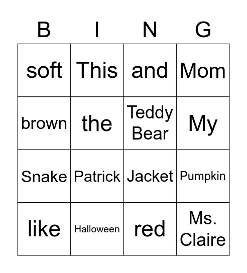 Patrick's Practice Bingo Card