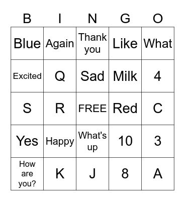 ASL Bingo Card