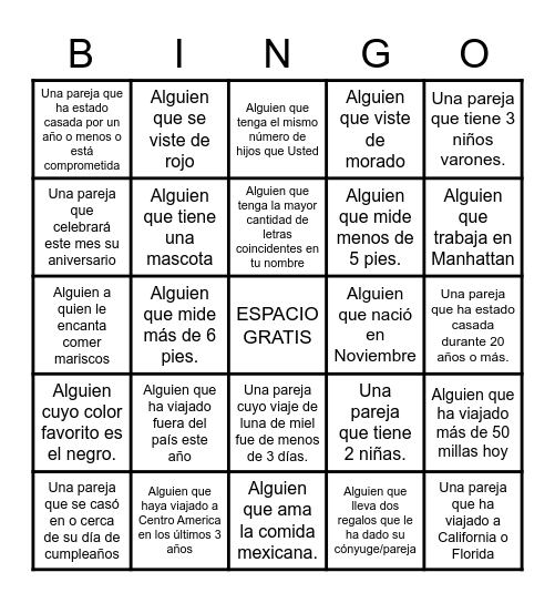 CONOZCÁMONOS Bingo Card