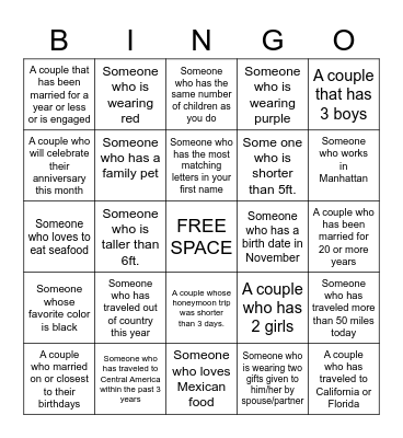 GETTING TO KNOW YOU ICE-BREAKER Bingo Card