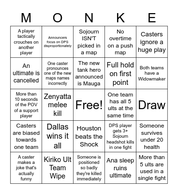 UMass OW 2022 Watch Party BINGO Card