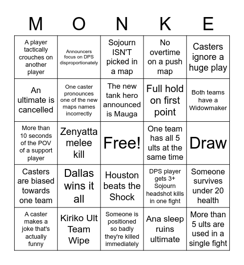 UMass OW 2022 Watch Party BINGO Card