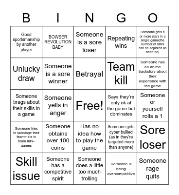 SAGE Board Game and Mario Party Bingo Card