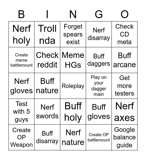 Retroman Balancing Bingo Card