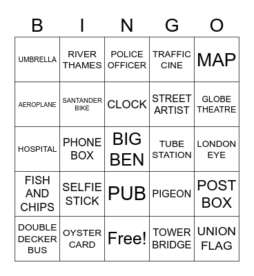 LONDON Bingo Card