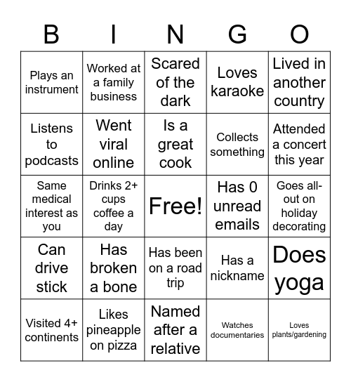 SNMA Bingo Card