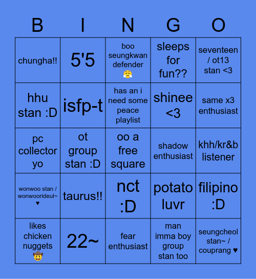irene's bingo~ Bingo Card