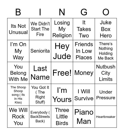 Shawns BINGO Card