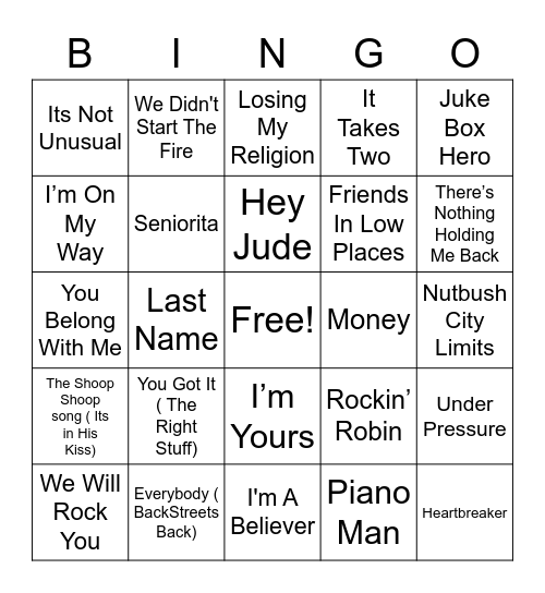 Shawns BINGO Card