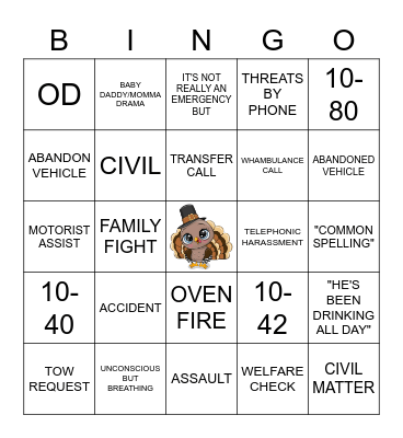 THANKSGIVING DISPATCH STYLE Bingo Card