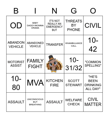 THANKSGIVING DISPATCH STYLE Bingo Card