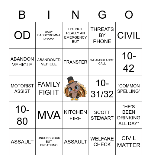 THANKSGIVING DISPATCH STYLE Bingo Card