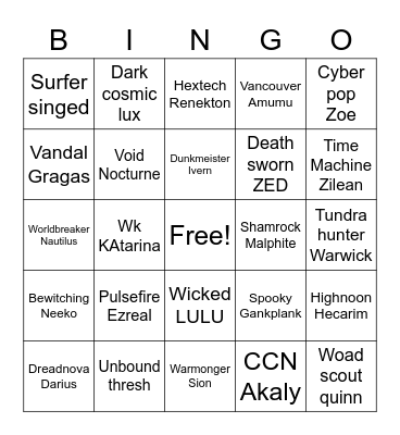 LOL BINGO Card