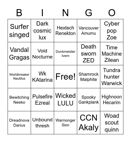 LOL BINGO Card