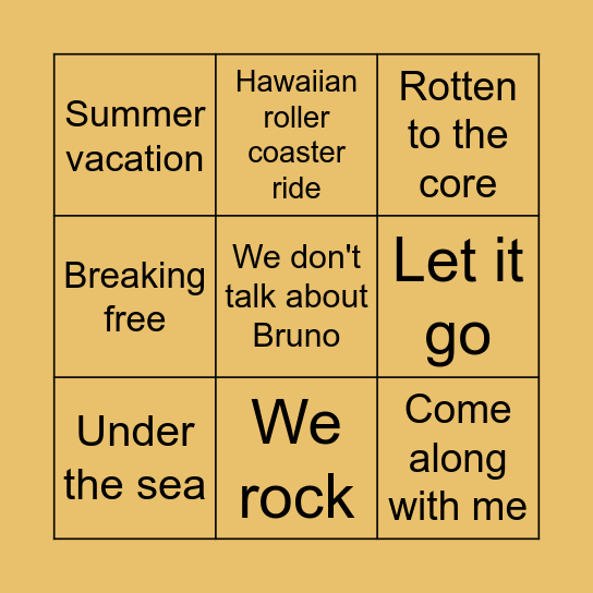 Musical Bingo! Bingo Card