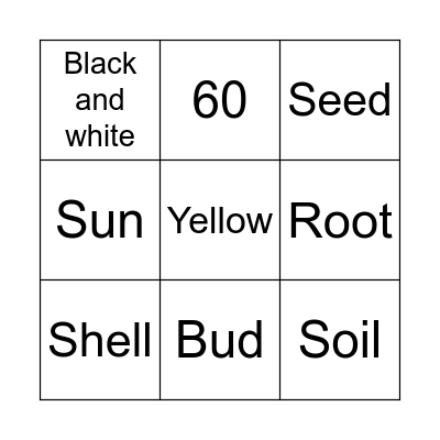 Sunflower Bingo Card