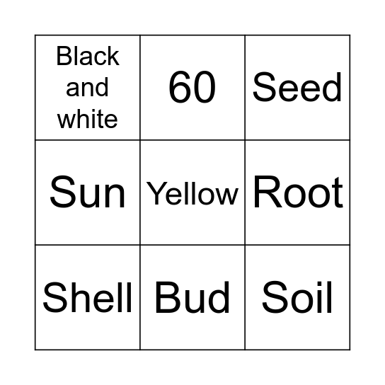 Sunflower Bingo Card
