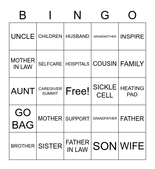 WHO CAN BE A CAREGIVER Bingo Card