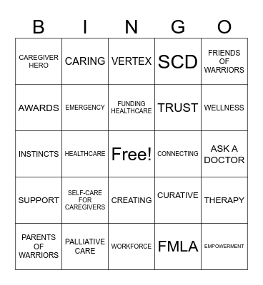 3RD ANNUAL CAREGIVER SUMMIT Bingo Card