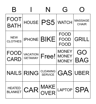 HOLIDAY GIFT IDEAS FOR A CAREGIVER Bingo Card