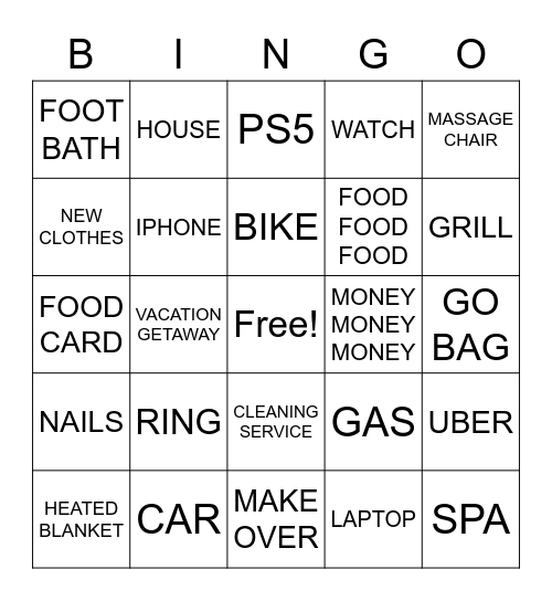 HOLIDAY GIFT IDEAS FOR A CAREGIVER Bingo Card