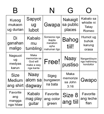 New Year's Bingo Game Bingo Card