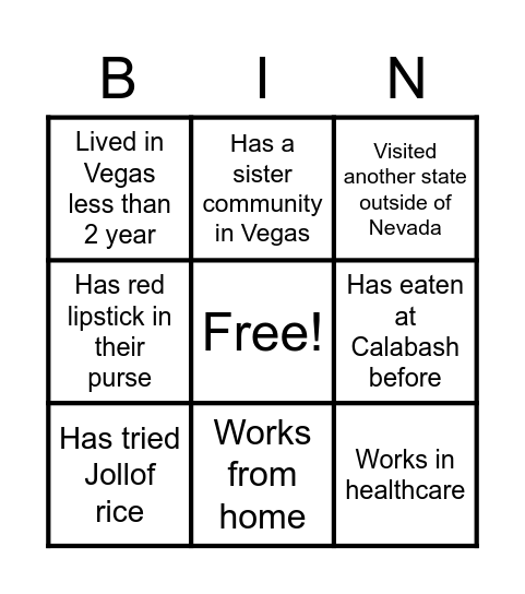 Community Bingo Card