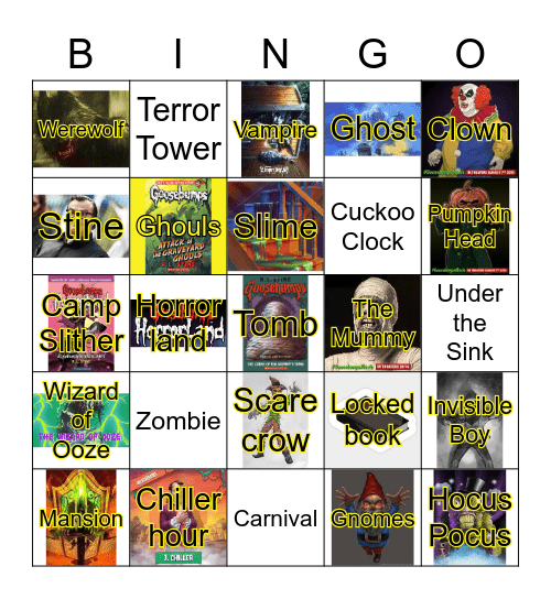 Goosebumps Bingo Card