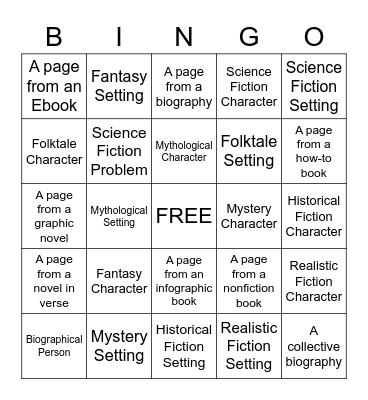 Genre Bingo Card