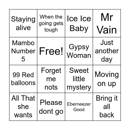 # 90s Bingo Card
