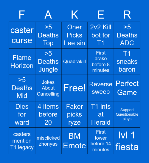 Worlds '22 Finals Bingo Card